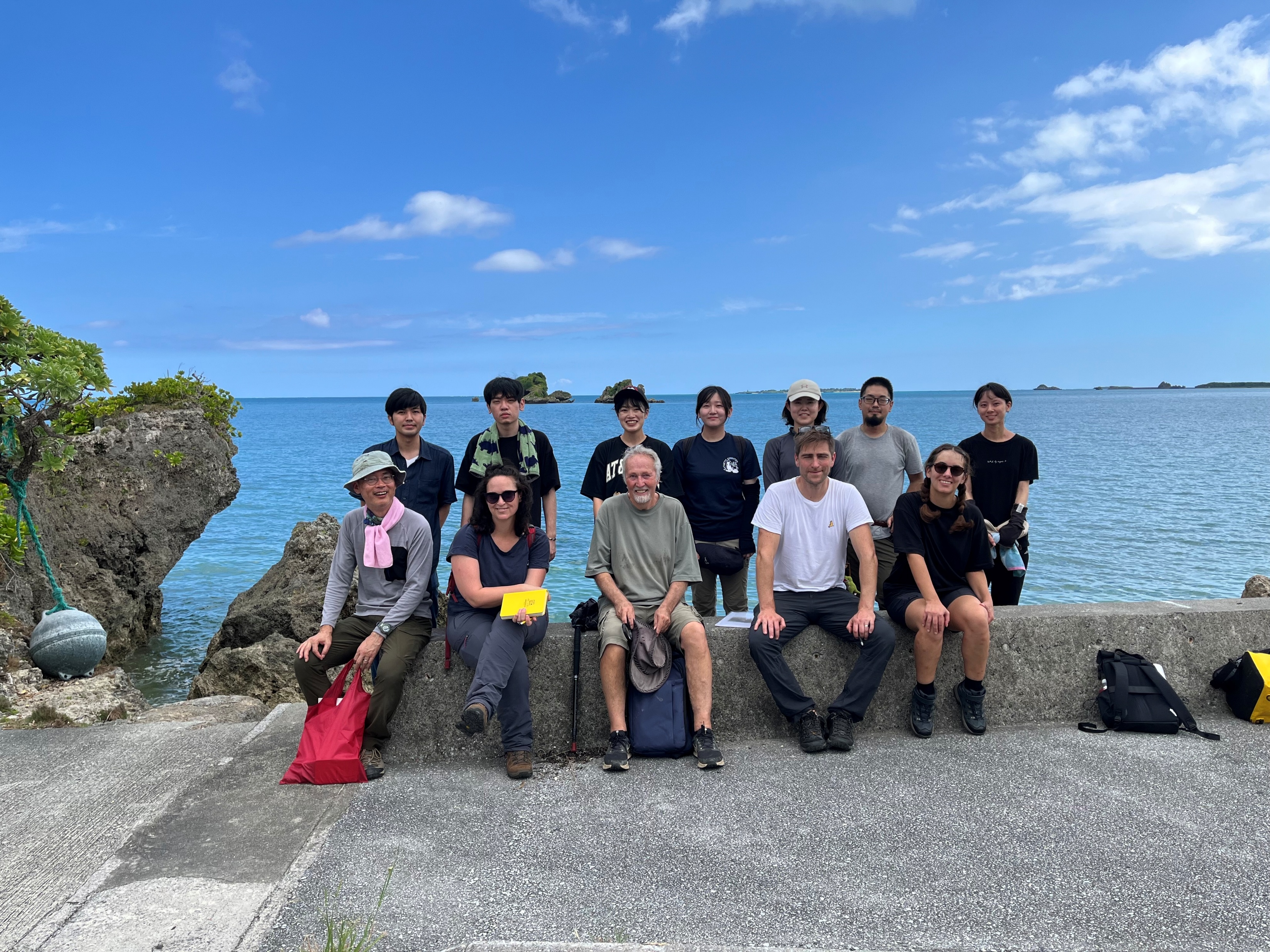 Professor Dorrik Stow with his research team on a coastal outcrop in Okinawa, southern Japan